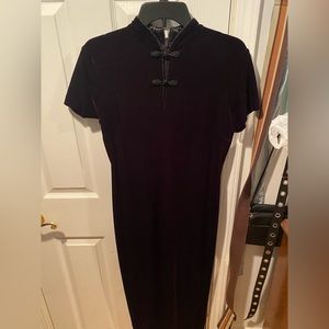Deep purple velvet cheongsam. Vintage Robbie Bee dress.